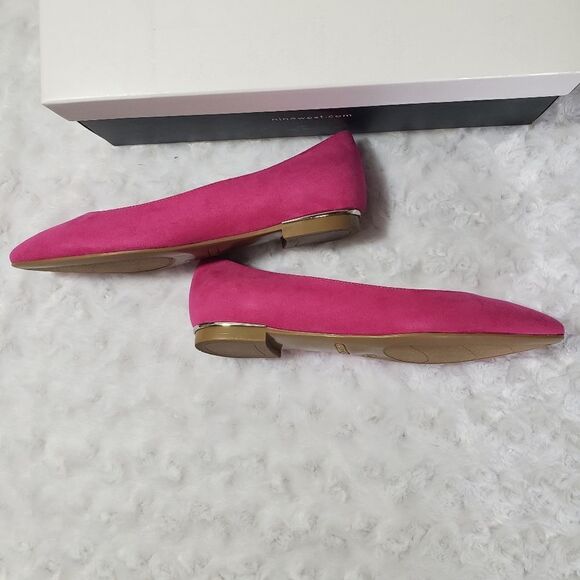 Nine West Corrine size 6.5 pink faux suede ballet flats - Picture 3 of 5